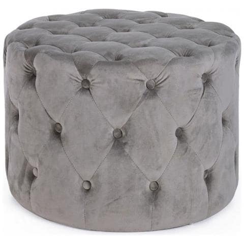 Pouf Vintage Grigio Velluto Cm Diam 60 X 42 H - Foto 1