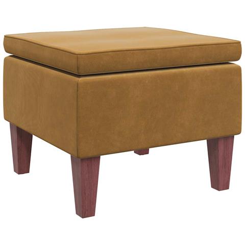 Poggiapiedi con Gambe in Legno Marrone in Velluto - Foto 1