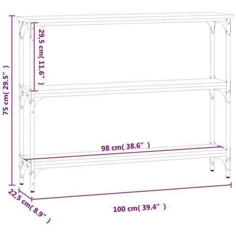 Tavolino Consolle Rovere Sonoma 100x22,5x75cm Legno Multistrato - Foto 11