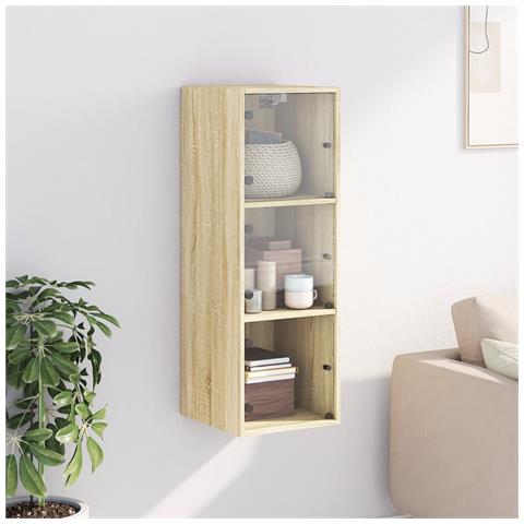 Mobile A Muro Con Ante In Vetro Rovere Sonoma 35x37x100 Cm - Foto 3