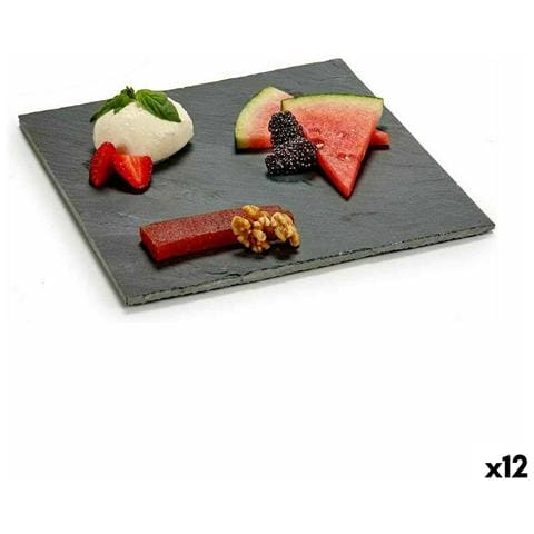 Vassoio Per Aperitivi Nero Lavagna 25 X 0,5 X 25 Cm (12 Unità) - Foto 1