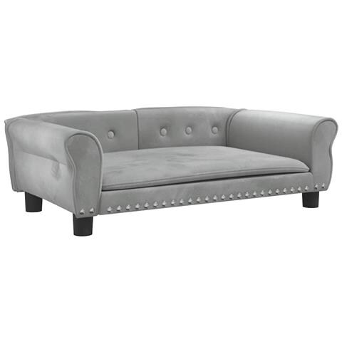 Lettino per Cani Grigio Chiaro 95x55x30 cm in Velluto - Foto 1