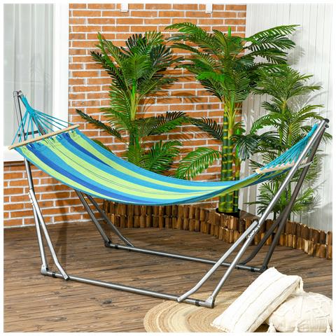 Amaca con Supporto Autoportante Pieghevole in Cotone e Acciaio 270x100x94 cm - Foto 6