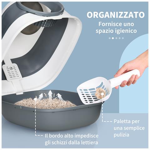 Lettiera Per Gatti Con Paletta E Deodorante, Design Pieghevole Con Maniglia, 52x41x38 Cm - Foto 6