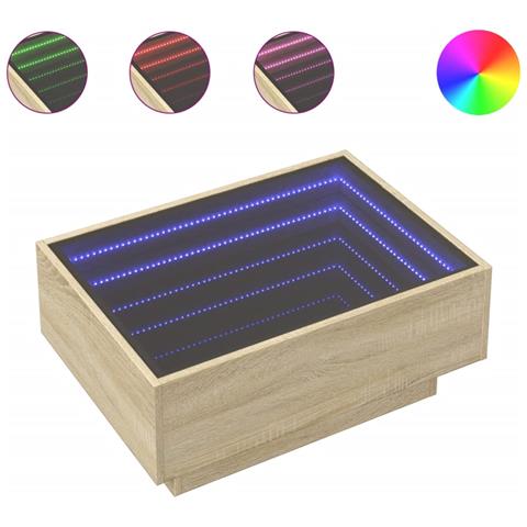 Tavolino Salotto Con Led Rovere Sonoma 70x50x30 Cm Multistrato - Foto 2