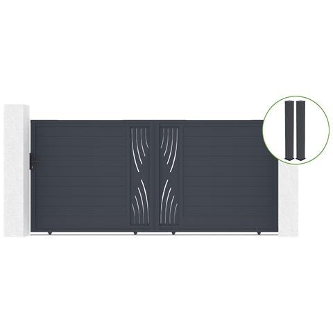 Cancello Scorrevole 4m Veleta Alt. 180cm Grigio Alluminio + 2 Montanti 20x20cm Alt. 190cm - Foto 1