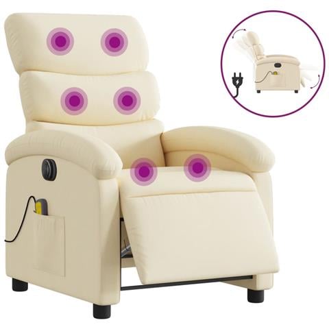 Poltrona Reclinabile Massaggiante Elettrica Crema In Tessuto - Foto 2