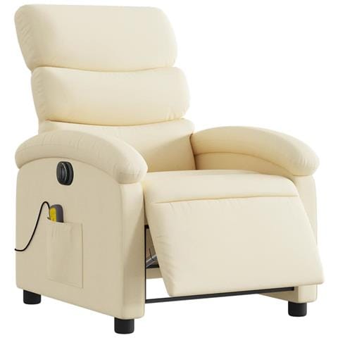 Poltrona Reclinabile Massaggiante Elettrica Crema In Tessuto - Foto 3