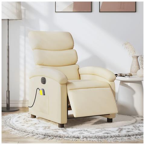 Poltrona Reclinabile Massaggiante Elettrica Crema In Tessuto - Foto 1