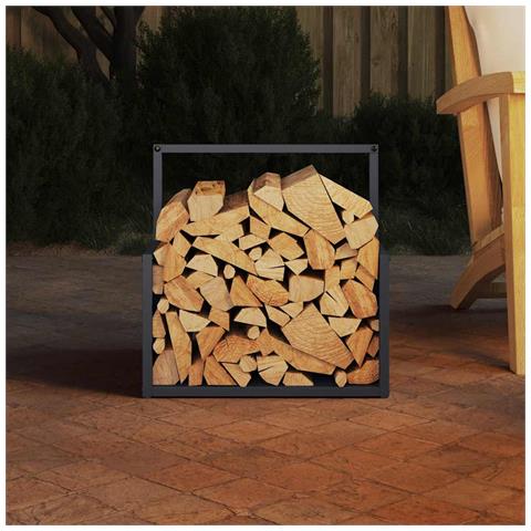 Rastrelliera per Legna da Ardere Antracite 40x40x40 cm - Foto 9