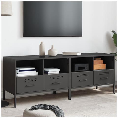 Mobili Tv 2pz Neri 68x39x50,5 Cm In Acciaio - Foto 1