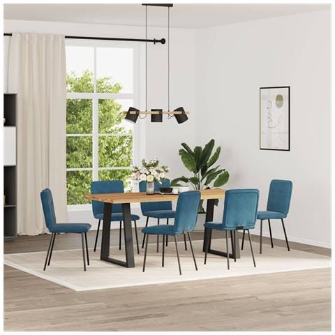 Sedie Da Pranzo 6 Pz Blu In Velluto - Foto 1