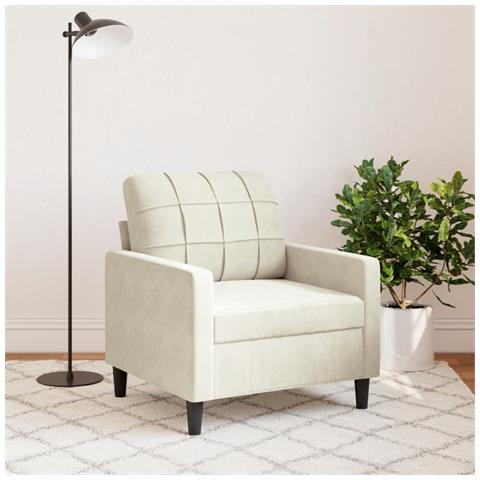 Poltrona Crema 60 Cm Velluto - Foto 3