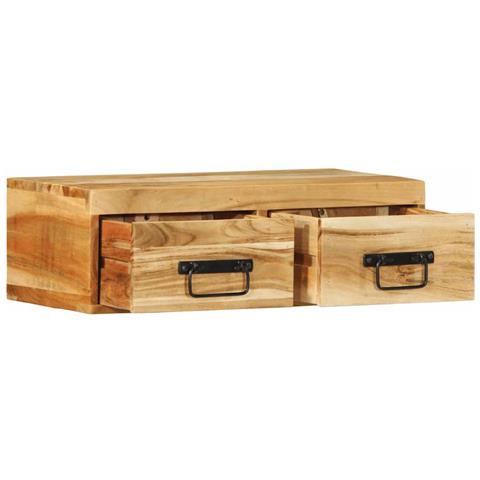 Mobile Tv A Parete 60x30x19 Cm In Legno Massello Di Acacia - Foto 2