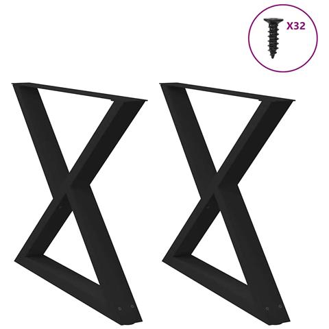 Gambe Per Tavolo Da Pranzo 2 Pz Nero 90x(72-73,3) Cm In Acciaio - Foto 1