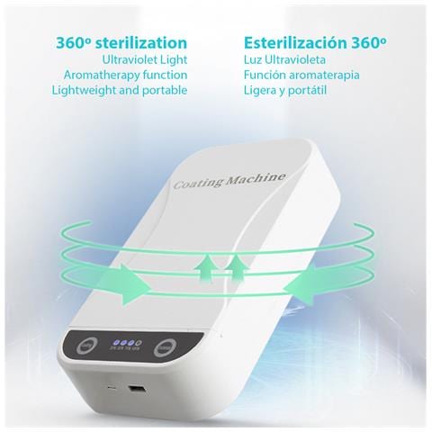 Dam Scatola Sterilizzante Portatile Con Luce Ultravioletta E Aromaterapia. 12x22x5cm. Colore Bianco - Foto 2