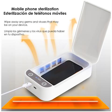 Dam Scatola Sterilizzante Portatile Con Luce Ultravioletta E Aromaterapia. 12x22x5cm. Colore Bianco - Foto 5