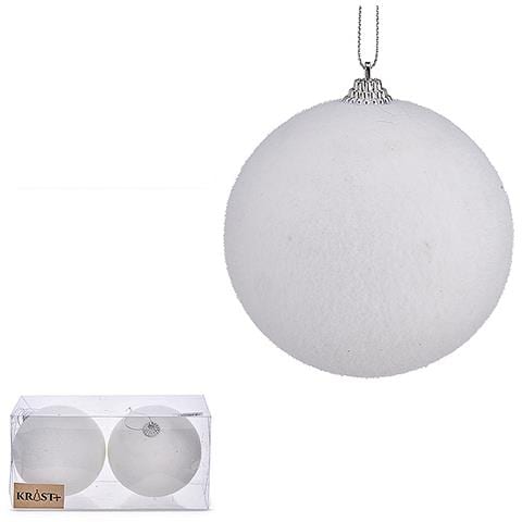 Pacchetto Di Due Palline Bianche Di Natale 10 Cms. - Foto 1
