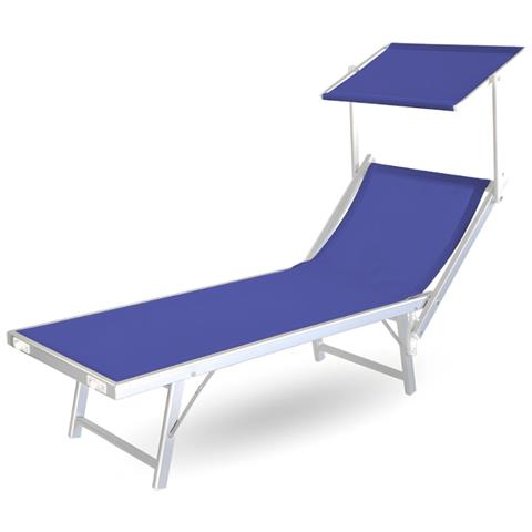 Lettino Spiaggia Piscina Schienale Regolabile Pieghevole Camping Beach La Plata Lettino Blu - Foto 1