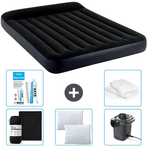 Set Materassino Gonfiabile - 203x152x25 Cm - Blu Scuro - Include Accessori Coordinati Cb6 - Foto 1