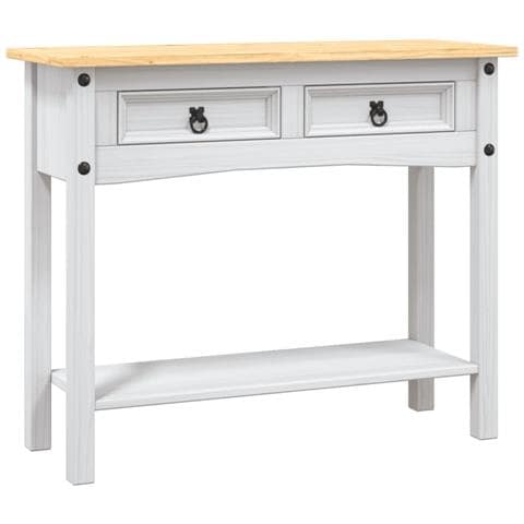 Tavolo Console In Pino Messicano Corona Bianco 90x34,5x73 Cm - Foto 1