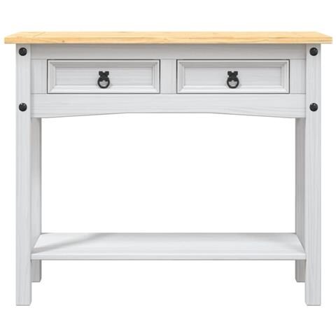 Tavolo Console In Pino Messicano Corona Bianco 90x34,5x73 Cm - Foto 2