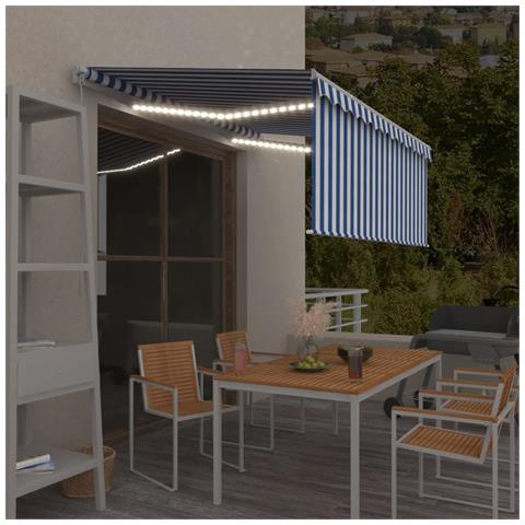 Tenda Sole Retrattile Manuale Con Led 3x2,5m Blu E Bianco - Foto 7