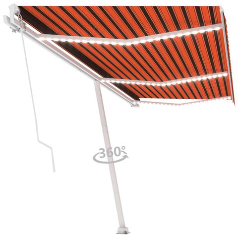 Tenda Da Sole Retrattile Manuale Led 600x300 Cm Arancio Marrone - Foto 2