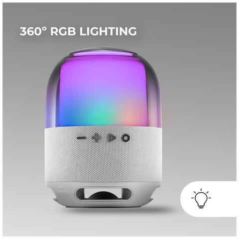 Marsgaming Ms-flow, Altoparlante Bluetooth 5.3 15w, Orbilight Rgb 360°, Driver Deepbass Da 57mm, Microsd, Bianco - Foto 2