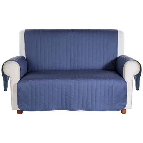 Copridivano Bicolor In Cotone Colore Blu Misura 2 Posti - Foto 2