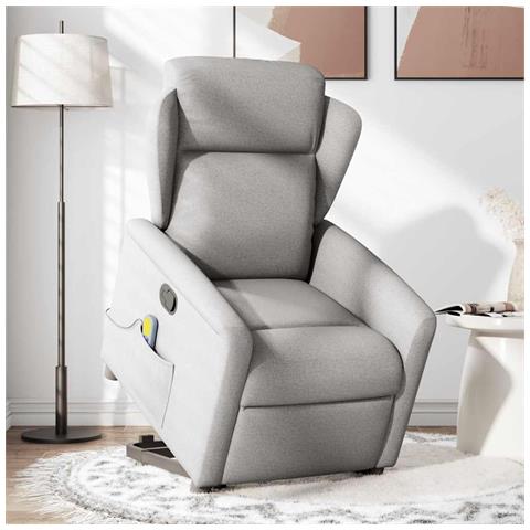 Poltrona Alzapersona Massaggi Reclinabile Grigio Nuvola Tessuto - Foto 2