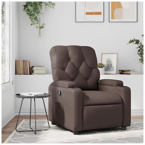 Poltrona Reclinabile Marrone in Similpelle - Foto 2