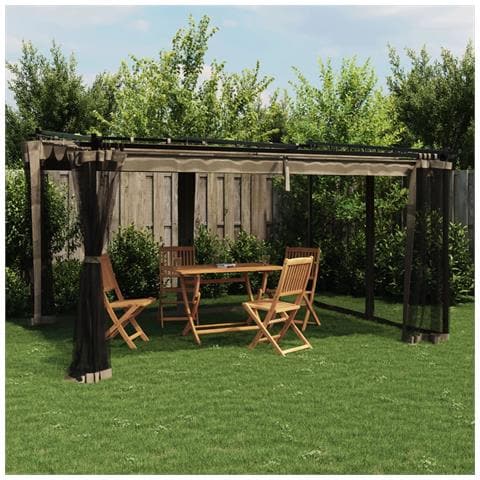 Gazebo con Pareti in Rete Tortora 4x3 m in Acciaio - Foto 2
