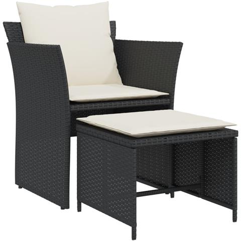 Poltrona da Giardino con Poggiapiedi in Polyrattan Nero - Foto 1