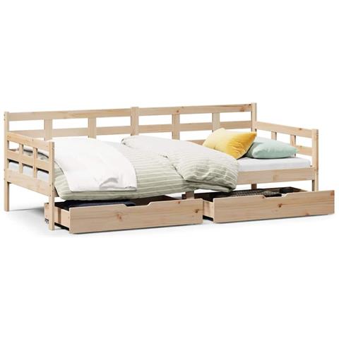 Dormeuse con Cassetti 90x190 cm in Legno Massello Pino - Foto 1