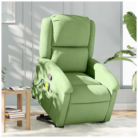 Poltrona Alzapersona Reclinabile Verde Chiaro in Velluto - Foto 2