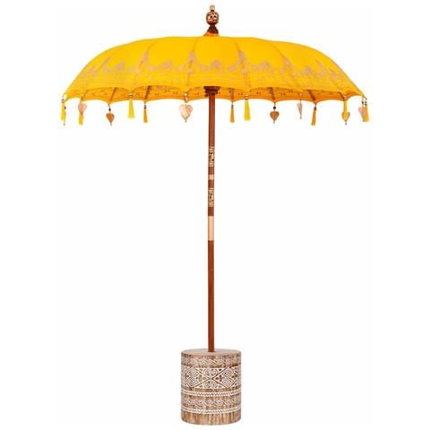 Parasol Balinese Giallo 180-190 cm Cotone, legno massello - Foto 1