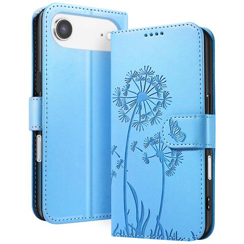 Custodia A Portafoglio Per Iphone Air Premium Design Fiori Farfalla, Blu Chiaro - Foto 5