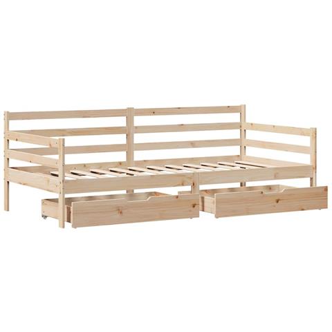 Dormeuse con Cassetti Bianca 80x200 cm Legno Massello di Pino - Foto 9