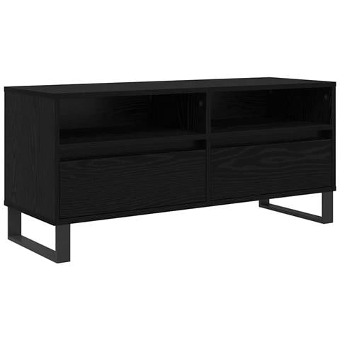 Mobile TV con cassetto Rovere Nero 100 x 34,5 x 44,5 cm - Foto 1