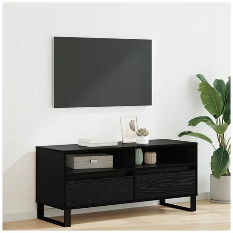 Mobile TV con cassetto Rovere Nero 100 x 34,5 x 44,5 cm - Foto 2