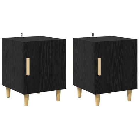 Armadio da Notte 2 pcs Rovere Nero 40 x 40 x 50 cm - Foto 1