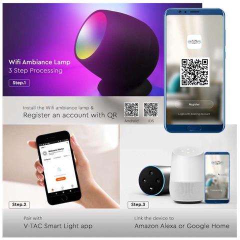 Lampada LED da Tavolo 2.2W Smart WiFi RGB + 3in1 CCT Dimmerabile Colore Nero - Foto 2