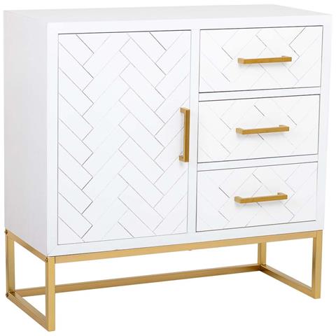 Credenza Con 1 Anta E 3 Cassetti In Legno E Metallo 80x34x80h Cm - Foto 1