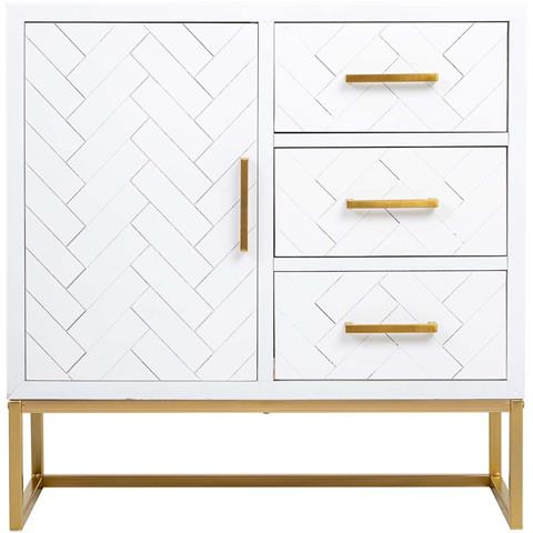 Credenza Con 1 Anta E 3 Cassetti In Legno E Metallo 80x34x80h Cm - Foto 2