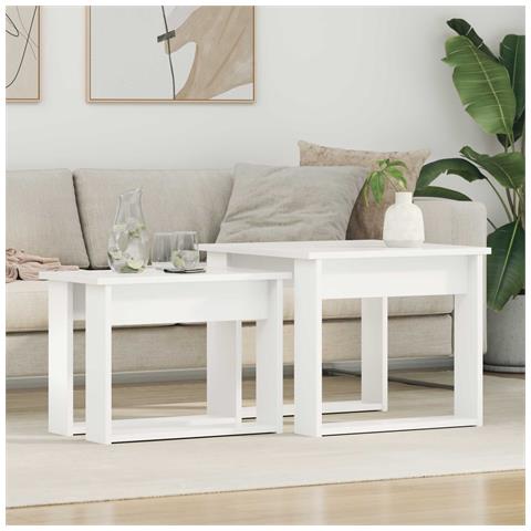Set di Tavolini da Caffè 2 pcs Bianco Legno multistrato - Foto 2