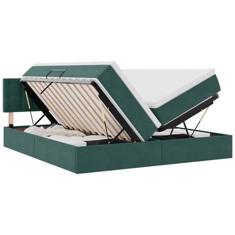Letto con luci a strisce a LED Verde Scuro 180 x 200 cm Velluto - Foto 1