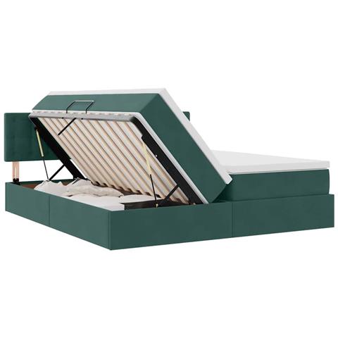 Letto con luci a strisce a LED Verde Scuro 180 x 200 cm Velluto - Foto 9