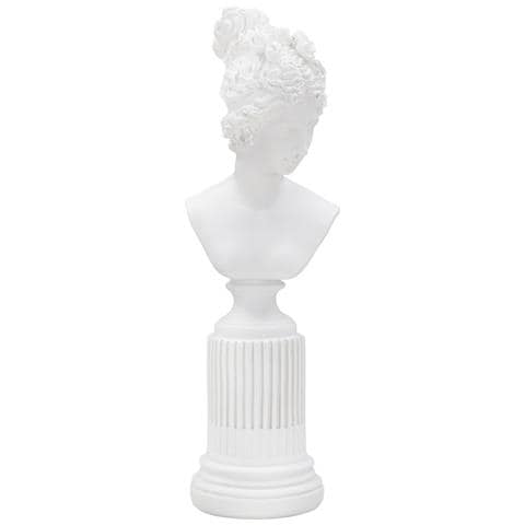Scultura Statua Woman Con Piedistallo In Resina Bianca - Foto 1
