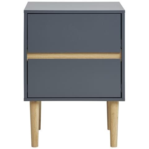 Tavolino Bisley Con 2 Cassetti In Legno Grigio Scuro 40×35×55 Cm - Foto 1